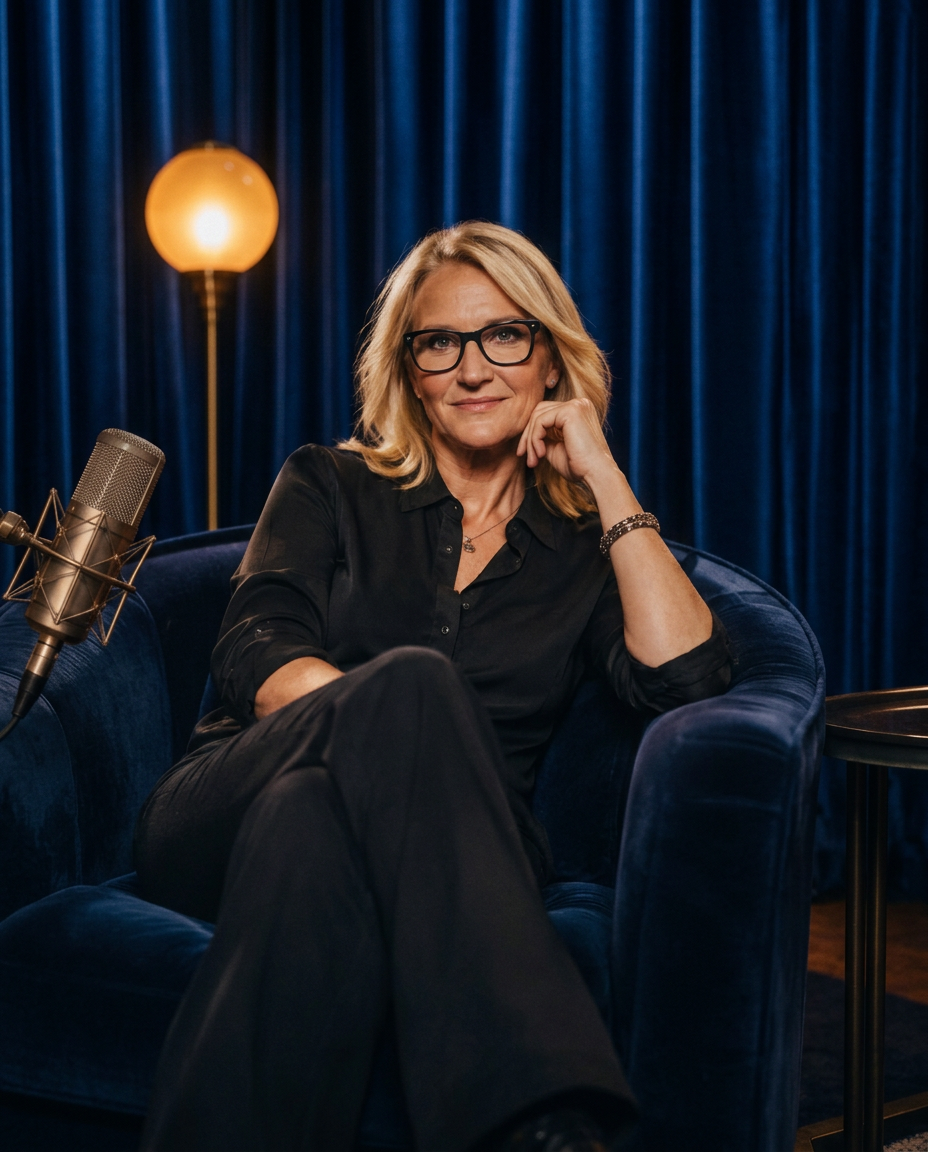 Portrait of Mel Robbins in the signature chair.