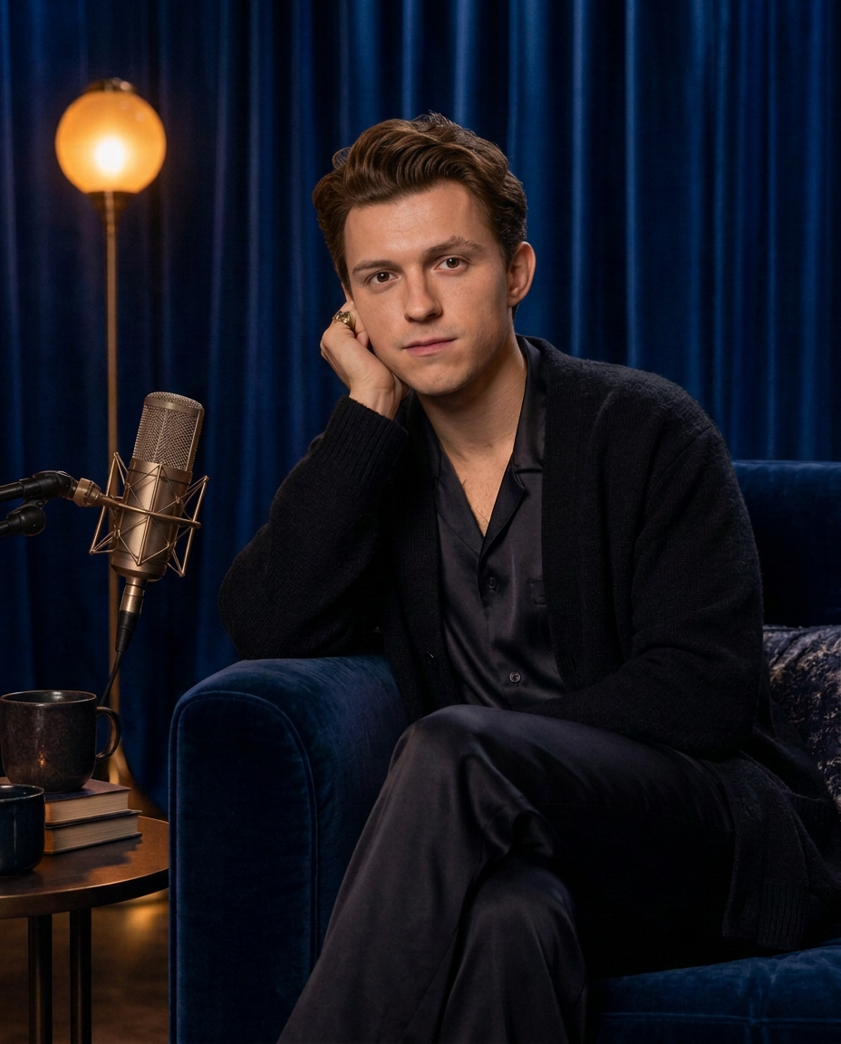 Portrait of Tom Holland in the signature chair.