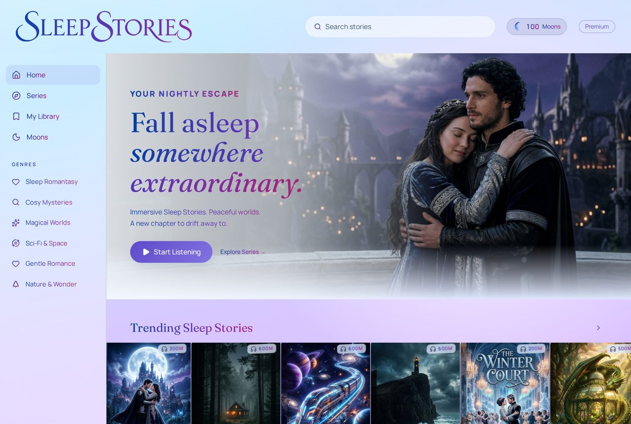 Sleep Stories on a computer
